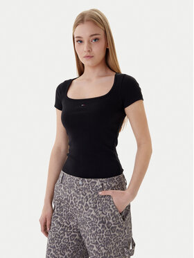 Tommy Jeans Tommy Jeans Тишърт DW0DW21837 Черен Slim Fit