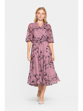 EMOI EMOI Sukienka koktajlowa Elegancka w roślinny wzór Różowy Feminine Fit