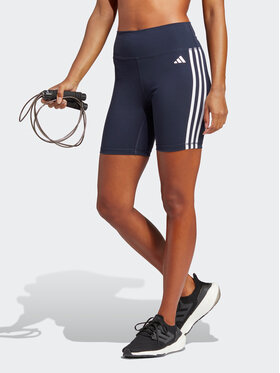 adidas adidas Sporta šorti Training Essentials 3-Stripes High Waist Thighs Tumši zils Regular Fit