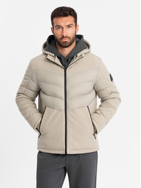 Ombre Ombre Kurtka puchowa OM-JALP-0172 Beżowy Regular Fit