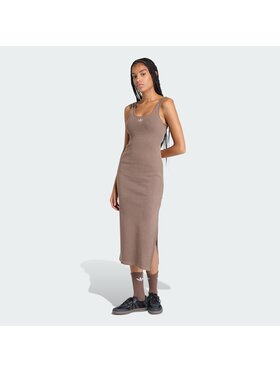 adidas adidas Sukienka codzienna ESSENTIALS RIB TANK MAXI DRESS WASHED Brązowy Slim Fit