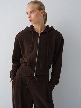 La Mania La Mania Mikina LUCCA Tmavo hnedá Basic Fit