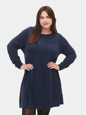 Zizzi Zizzi Strickkleid M61194B Dunkelblau Regular Fit