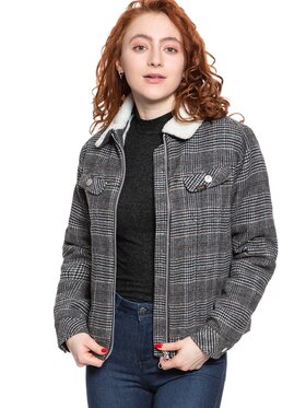 Lee Lee Kurtka damska WOOL CHECK SHERPA JK Szary Regular Fit