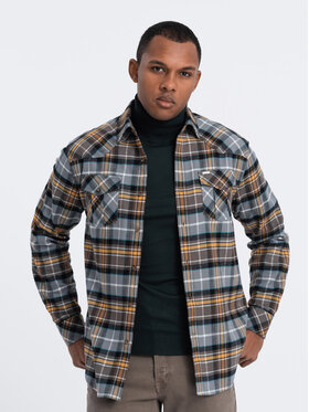 Ombre Ombre Koszula OM-SHCS-0149 Szary Slim Fit