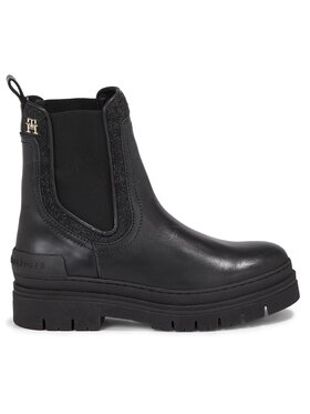 Tommy Hilfiger Tommy Hilfiger Chelsea Feminine Felt Chelsea Bootie FW0FW07655 Nero