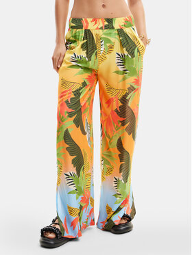 Desigual Desigual Kalhoty z materiálu Tropical Party 24SWMW21 Barevná Loose Fit