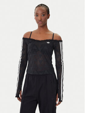 adidas adidas Blúzka Lace Bardot KD0350 Čierna Slim Fit