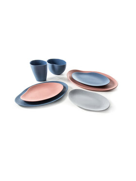 Ćmielów Design Studio Ćmielów Design Studio Komplet talerzy Craft niebieski Niebieski