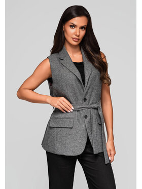 Ombre Ombre Kamizelka LW-BLZV-0102 Szary Regular Fit