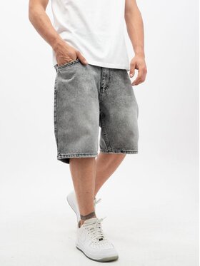 Jigga Wear Jigga Wear Szorty jeansowe Krótkie Spodenki Jeansowe Męskie Sprane Czarne / Białe Jigga Wear Crown 40 Czarny Regular Fit