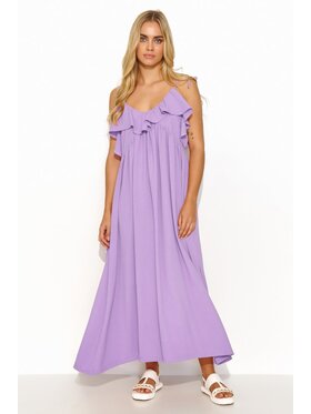 Makadamia Makadamia Sukienka letnia M834 Fioletowy Loose Fit
