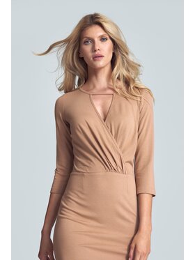 FIGL FIGL Šaty M715 Béžová Slim Fit
