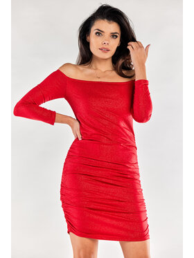 Awama Awama Sukienka A550 Czerwony Basic Fit