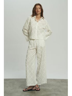 TRIPLÉS TRIPLÉS Spodnie materiałowe Kalli Biały Loose Fit