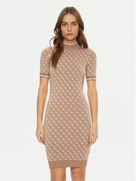 Guess Guess Úpletové šaty W3YK39 Z37K0 Béžová Regular Fit