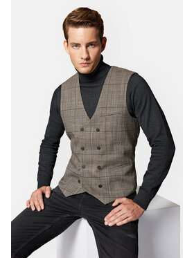 Lancerto Lancerto Kamizelka Cropton KA131223000015 Brązowy Slim Fit