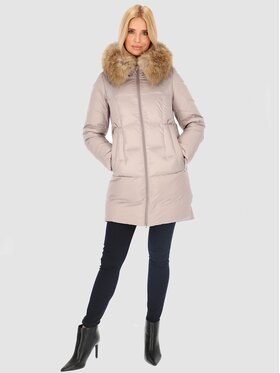 Perso Perso Kurtka zimowa z naturalnym futrem Szary Slim Fit