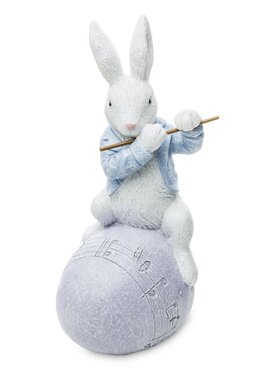 MIAhome MIAhome Figurka królik MUZYK 18x7x9 cm FLECISTA Kolorowy