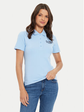 Tommy Hilfiger Tommy Hilfiger Тениска с яка и копчета Script WW0WW43624 Светлосиньо Slim Fit
