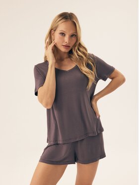 Esotiq Esotiq Piżama 42409 Szary Classic Fit