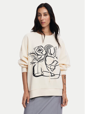 Desigual Desigual Majica dugih rukava Patch 24WWSK06 Écru Oversize