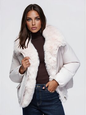Ombre Ombre Kurtka przejściowa OW-JT-E0010 Beżowy Relaxed Fit