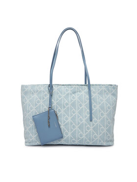 Calvin Klein Calvin Klein Handtasche Emblem Aop Denim Tote W/ Pouch LV04F3428G Blau
