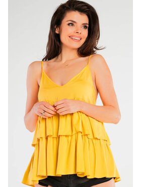Awama Awama Bluzka A432 Żółty Basic Fit
