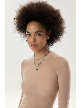Laretaggio Laretaggio Bluzka MACERA MESH TOP BEIGE Beżowy Second Skin Fit