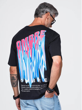 Ombre Ombre T-Shirt OM-TSPT-0283 Černá Relaxed Fit