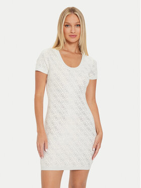 Guess Guess Φόρεμα υφασμάτινο Paige W4YK28 Z3FN0 Εκρού Slim Fit