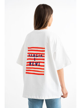 Mirons Mirons T-Shirt Print Biały Oversize