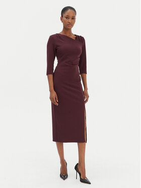 Rinascimento Rinascimento Cocktail obleka CFC0126635003 Bordo rdeča Slim Fit