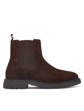 Tommy Hilfiger Tommy Hilfiger Sztyblety Corporate Casual Suede Chelsea FM0FM05952 Brązowy