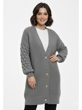 FIGL FIGL Kardigan M1270 Szary Regular Fit