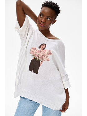 blue shadow blue shadow Sweter Blooming Écru Regular Fit