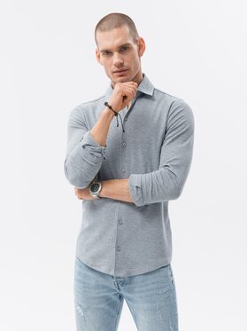 Ombre Ombre Košile K540 Šedá Slim Fit