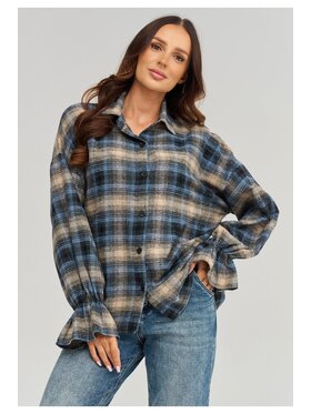 Makadamia Makadamia Koszula C98 Niebieski Loose Fit