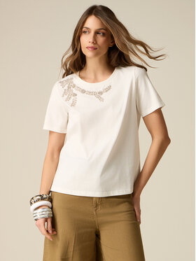 Oltre Oltre T-Shirt G021J004551N011 Biały Regular Fit