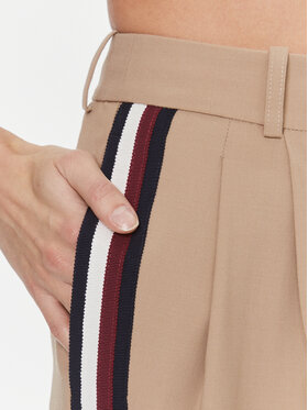 Tommy Hilfiger Hlače Iz Tkanine WW0WW39075 Bež Wide Leg