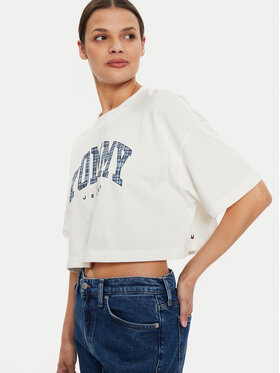 Tommy Jeans T-shirt DW0DW18420 Écru Oversize