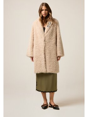 Oltre Oltre Cappotto invernale 8091E000174N006 Crema Regular Fit