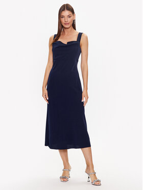 DKNY DKNY Kokteiļkleita Cowl Neck Sleeveless DD3C3620 Tumši zils Regular Fit