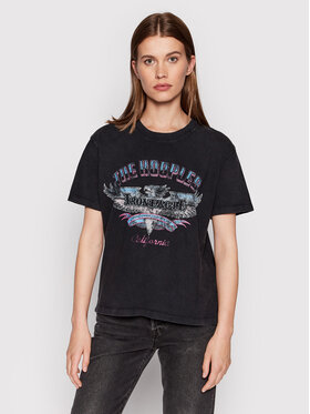 The Kooples The Kooples T-Shirt Print FTSC24025K Czarny Regular Fit