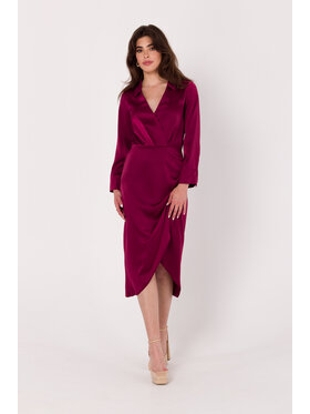 Makover Makover Sukienka codzienna K172 Bordowy Modern Fit
