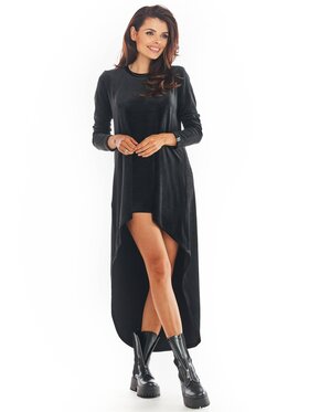 Awama Awama Sukienka dzianinowa A379 Czarny Basic Fit