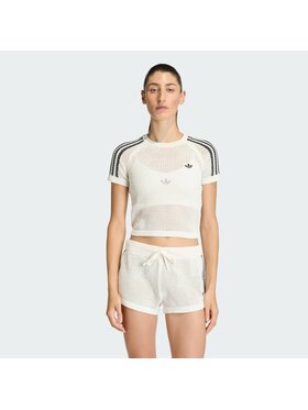 adidas adidas T-Shirt Knitted Crochet Cali KE0200 Biały Slim Fit