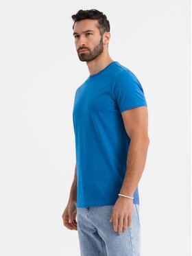 Ombre Ombre T-Shirt OM-TSBS-0236 Niebieski Regular Fit