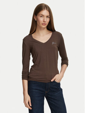 Guess Guess Bluse W6BI56 K6890 Braun Slim Fit